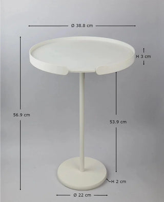 Maßzeichnung des Ollie Beistelltischs von Siqual Design mit allen Abmessungen in cm