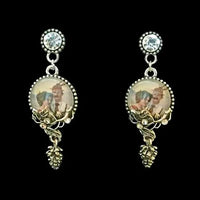 "Be my Valentine" Stud Earrings - Image Cabochon with Pine Cone & Rhinestones — Ansicht 1