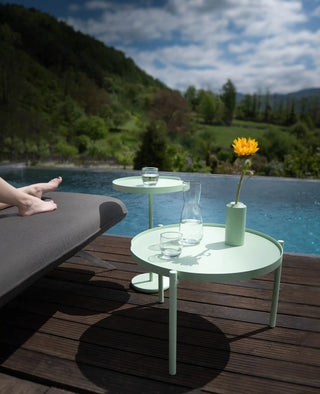 Orbis Couchtisch in Mint von Siqual – runder Outdoor-Tisch für Balkon oder Terrasse