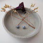 Gray-blue marbled pearl earrings cold porcelain stainless steel