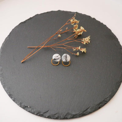 Gray-white Marble Look Earrings – Cold Porcelain | 18k gold plated