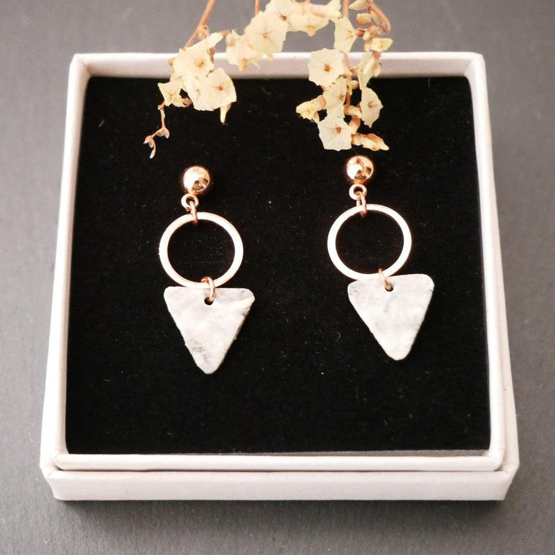 Triangular Marbled Cold Porcelain Rose Gold Plated Earrings — Ansicht 4