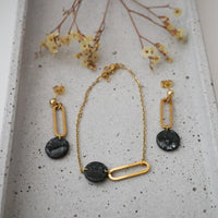 Geometric Jewelry Set Black Marbled – Handmade Cologne — Ansicht 1
