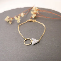 Geometric bracelet grey-white marbled cold porcelain — Ansicht 1