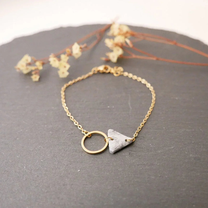 Geometric bracelet grey-white marbled cold porcelain — Birdy Schmuck