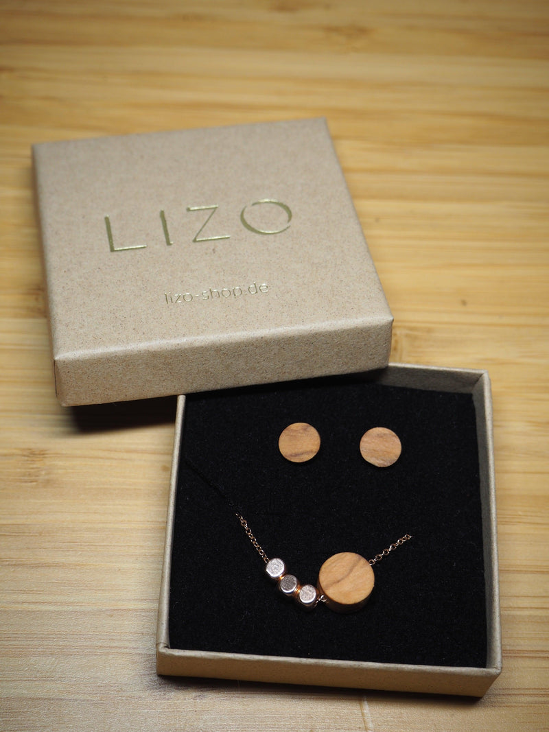 Short Necklace Olive Wood & Stainless Steel – handcrafted in Cologne — Ansicht 8