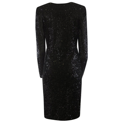 Kleid Gigi – Schwarze Pailletten, Knoten-Detail, Nachhaltig