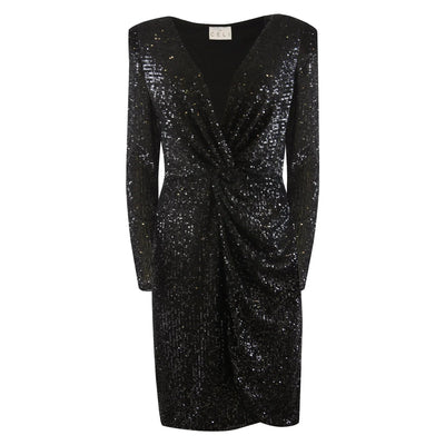 Kleid Gigi – Schwarze Pailletten, Knoten-Detail, Nachhaltig