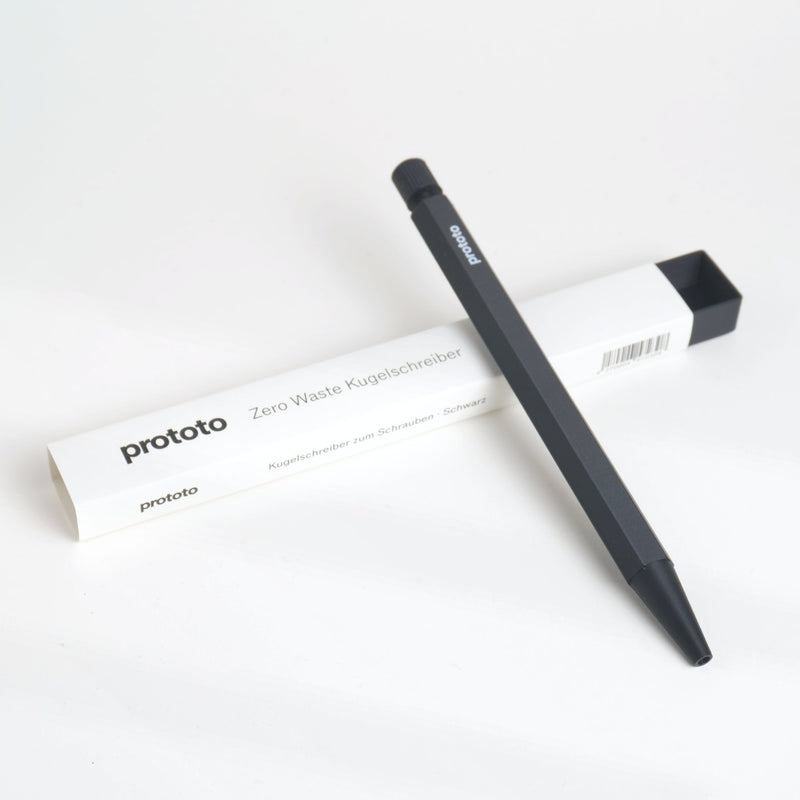 Zero Waste Ballpoint Pen Black Bioplastic Handmade Climate Neutral — Prototo