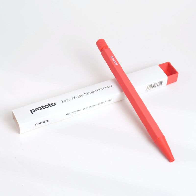 Zero Waste Kugelschreiber Rot – Bioplastik handgefertigt klimaneutral — Prototo