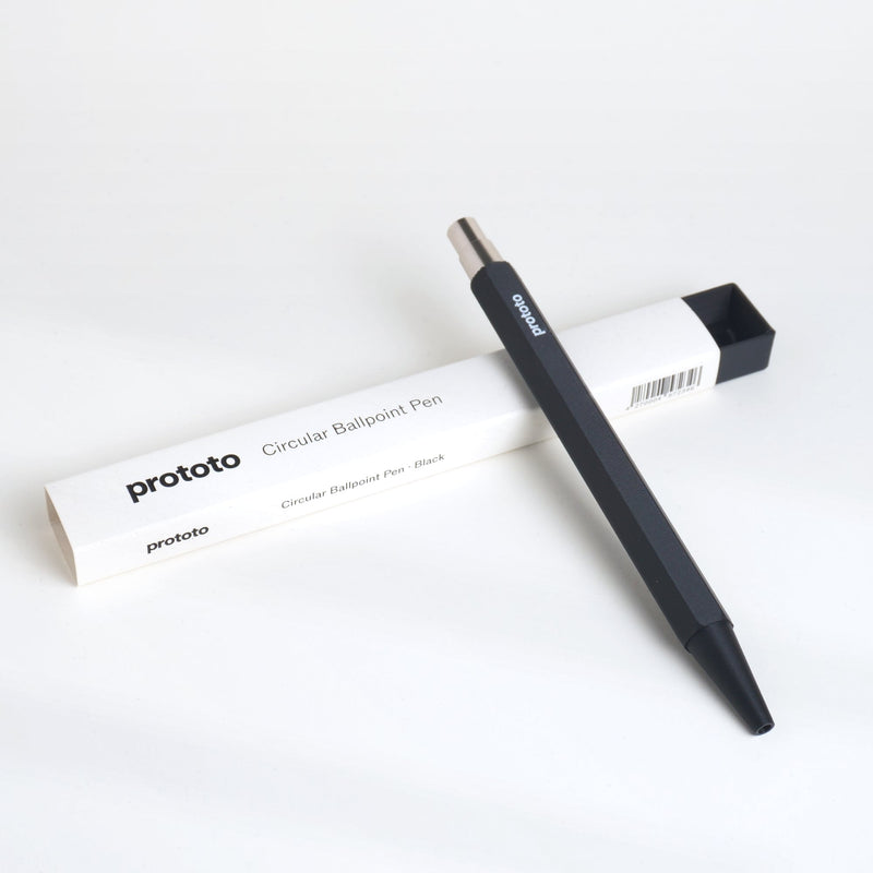 Circular Ballpoint Pen Black - Handmade Bioplastic — Prototo