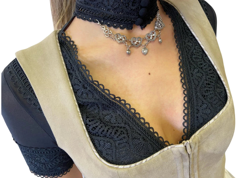 Double-row corset chain "Herzerl" with rhinestones & heart pendants 14.5 cm — I bin I Schmuck und Werk