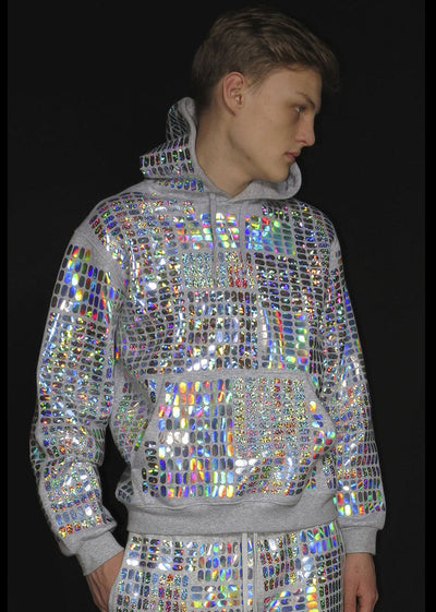 Starstyling Pills Allover Hoody – Unisex Metallic/Holo/Ice Foil Relaxed Fit