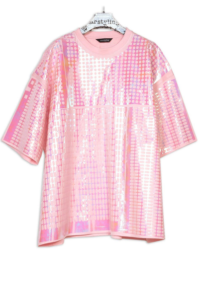 Starstyling Foilover Bigshirt Unisex Pink on Pink Multipattern Foil Print