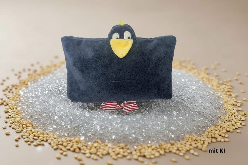 Bio Kuschelkissen Rabe – 100 % Bio-Baumwolle kbA, Dinkel-/Hirsespelzfüllung, handgefertigt — Ansicht 7