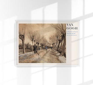 Verleihung des Kunstdrucks „Road in Etten“ von Vincent van Gogh in stilvollem Interieur – Designbeispiel.