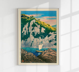 Texturansicht: Leinwand-Variante des Kunstdrucks „Rocks on The Kiso River“, sichtbare Struktur und subtile Farbverläufe