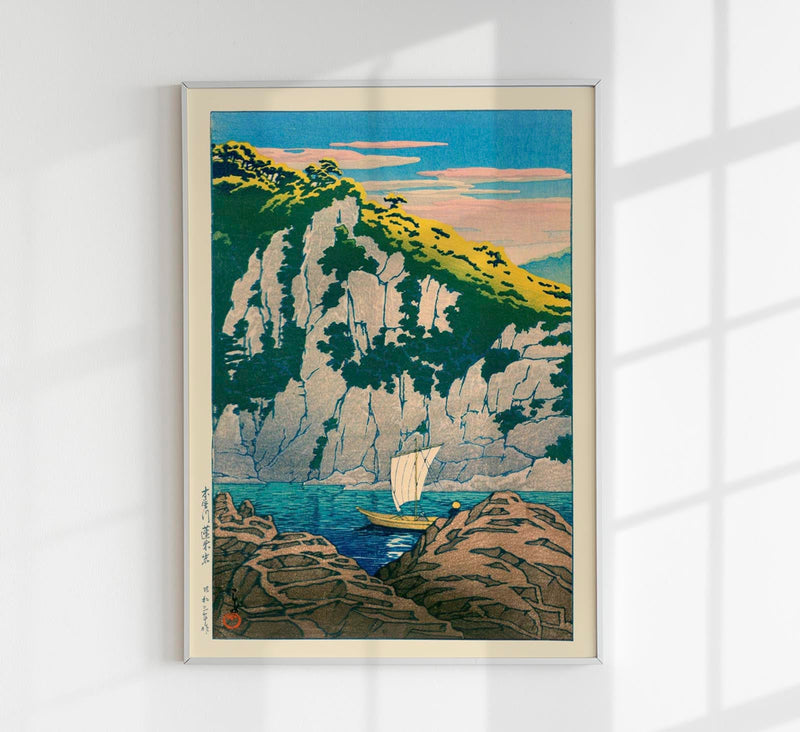 Rocks on The Kiso River – Kunstdruck Hasui Shin-Hanga Museumqualität — Patroa Studio