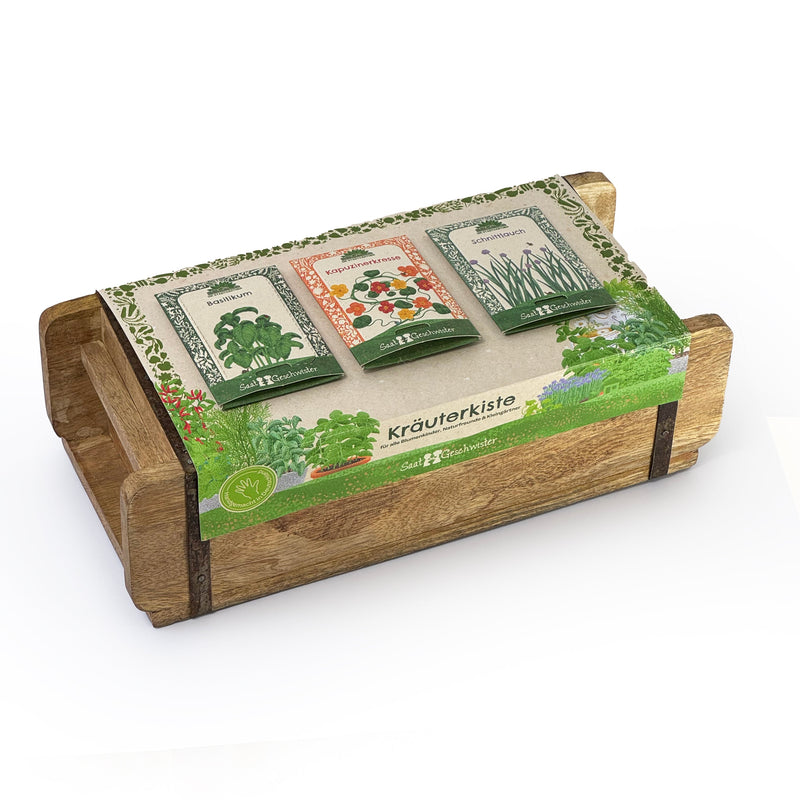 Geschenkset Kräuterkiste mit Ziegelform – Bio-Saatgut — Die Stadtgärtner