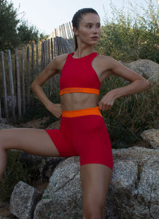 Oban Shorts Rot/Orange High Waist schnelltrocknend ECONYL®