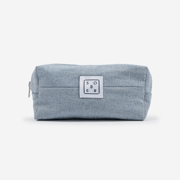 Denim Wash Bag – Upcycled toiletry bag made from leftover denim fabric