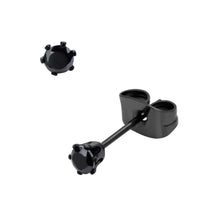 Black IP Steel with Black CZ Stud Earrings (Unisex) — Ansicht 6