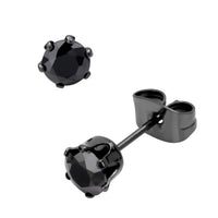 Black IP Steel with Black CZ Stud Earrings (Unisex) — Ansicht 4