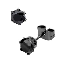 Black IP Steel with Black CZ Stud Earrings (Unisex) — Ansicht 3