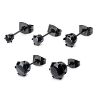 Black IP Steel with Black CZ Stud Earrings (Unisex) — Ansicht 1