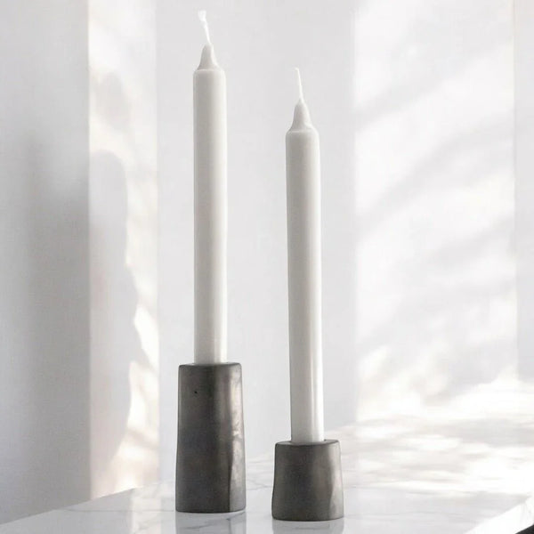 STELLA Taper Candle Holder Set of 2 Concrete Grey Anthracite Handmade