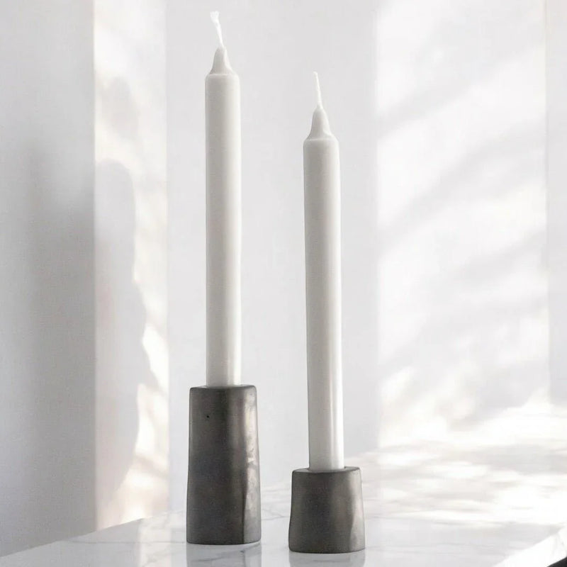 STELLA Taper Candle Holder Set of 2 Concrete Grey Anthracite Handmade — Ansicht 2