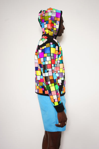Mosaic Allover Multicolor Hoodie Unisex - Glitter Mosaic Print