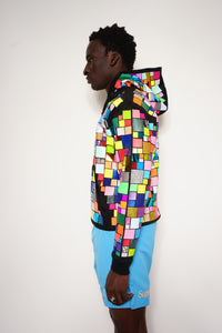 Mosaic Allover Multicolor Hoodie Unisex - Glitter Mosaic Print — Ansicht 10