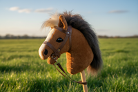 Organic Hobby Horse "Coppa" Cotton Velvet Dark Brown Handmade — Ansicht 1