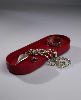 Rotes Tablett Mortimer – modernes Accessoire für Badezimmer, Schreibtisch oder Flur