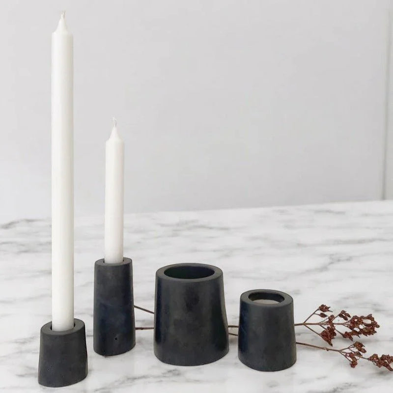 STELLA Taper Candle Holder Set of 2 Concrete Grey Anthracite Handmade — Ansicht 8
