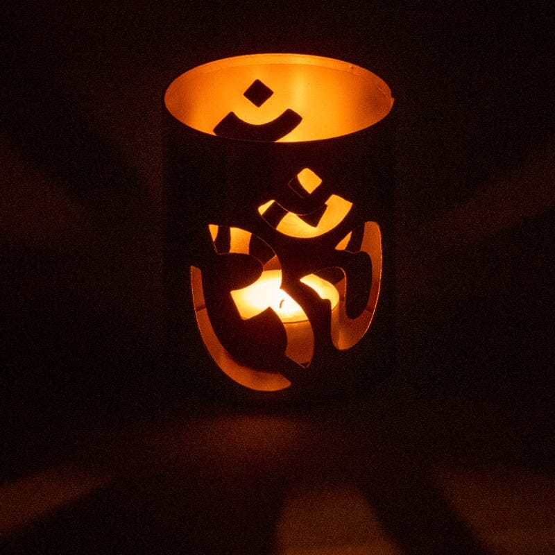 Tealight Holder OM – Gold-colored Metal for Tealights & Votive Candles — Ansicht 2