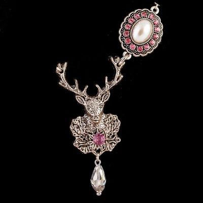 Trachtenkette „Funky Deer“ mit Hirschkopf & Strassornamenten, 42 cm + 5 cm Verlängerung