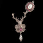 "Funky Deer" traditional necklace with deer head & rhinestone ornaments, 42 cm + 5 cm extension