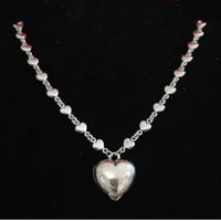 Traditional necklace “Herzerl” – heart pendant made of rhinestones or polished metal — Ansicht 1