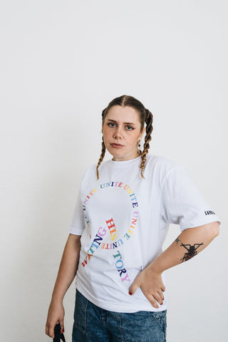 Oversize T-Shirt UNITE (white) – Bio-Baumwolle | Fair produziert | Statement Design