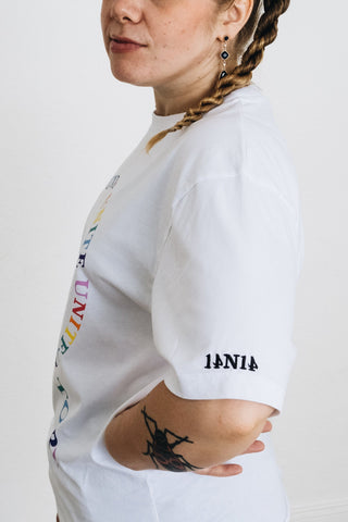 Oversize T-Shirt UNITE (white) – Bio-Baumwolle | Fair produziert | Statement Design