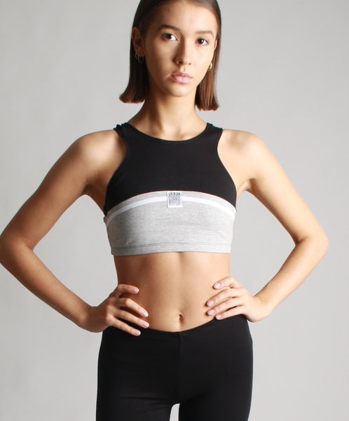 Midnight Upcycling Crop Top – Baumwollgemisch Vintage-Optik — BODY Guard Activewear