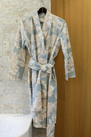 Satin Kimono Crystal Peony 100% mercerized cotton satin 300 TC
