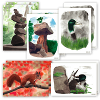 Set of 10 Watercolor Postcards – Forest & Animal Motifs | Recycled Paper — Ansicht 1