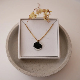 Hexagon necklace made of cold porcelain – handmade | lightweight &amp; break-resistant | unique