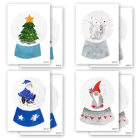 Christmas postcard set with watercolor snow globes | Set of 8 | Recycled paper — Ansicht 1