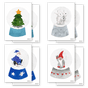 Christmas postcard set with watercolor snow globes | Set of 8 | Recycled paper