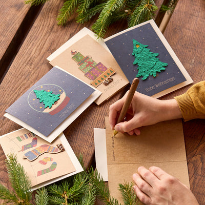 5 Christmas cards per set – Seed paper with wildflowers