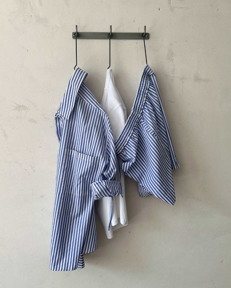 Striped Organic Cotton Shorts – Pyjama Style, adjustable waist, ethically made — Ansicht 7